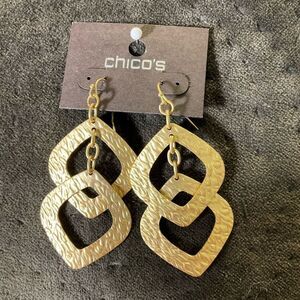 0077-Chico's Textured Gold Geometric Earrings